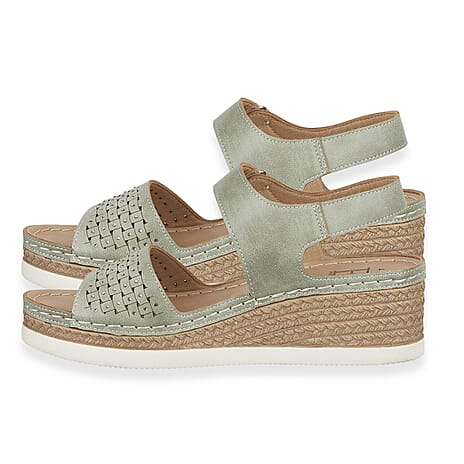 Tobago Womens Wedge Heel Sandals with Ankle Strap (Size - 5) - Moss