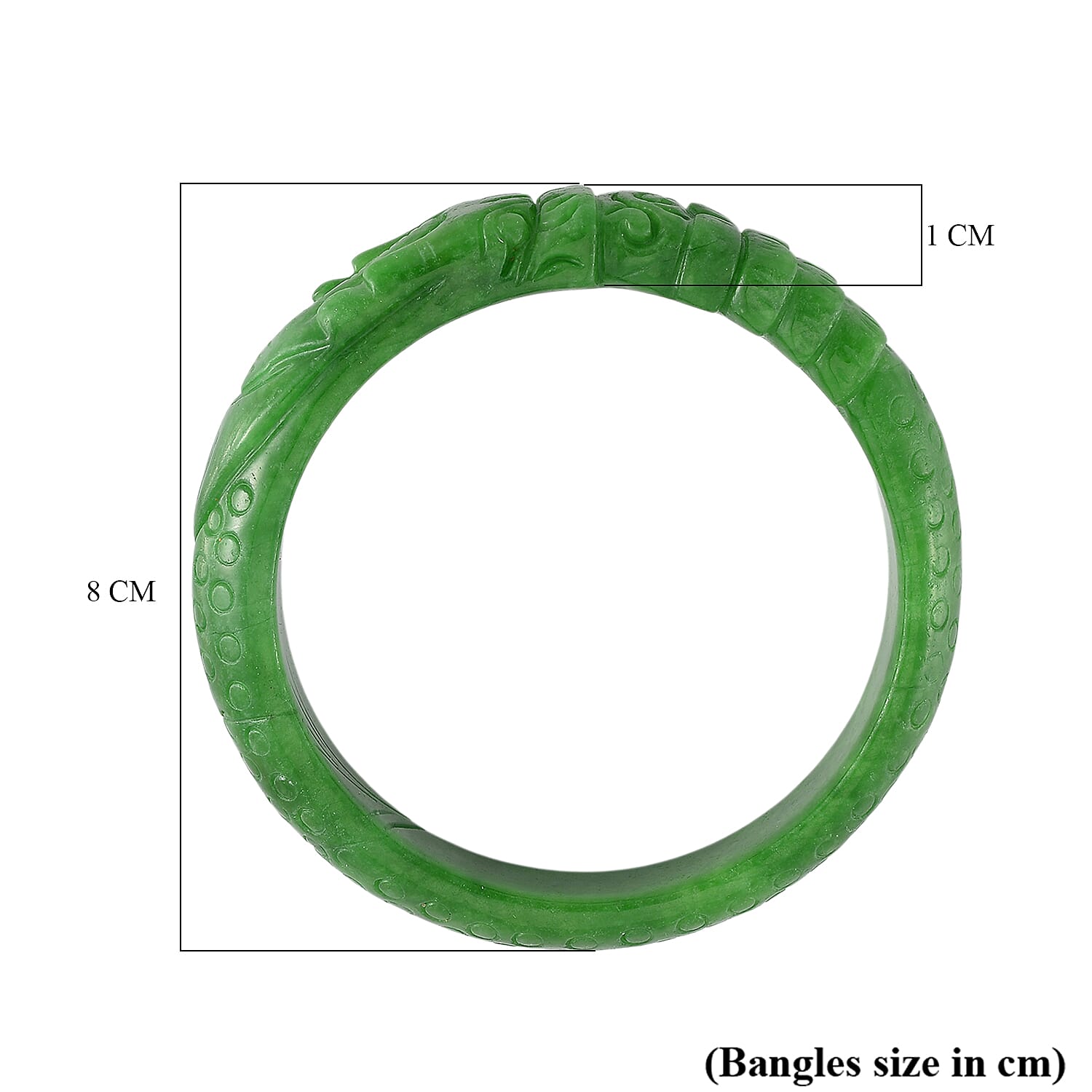 Pixiu Green Jade Stone Bangle (Size 7.5) 240.00 Ct.