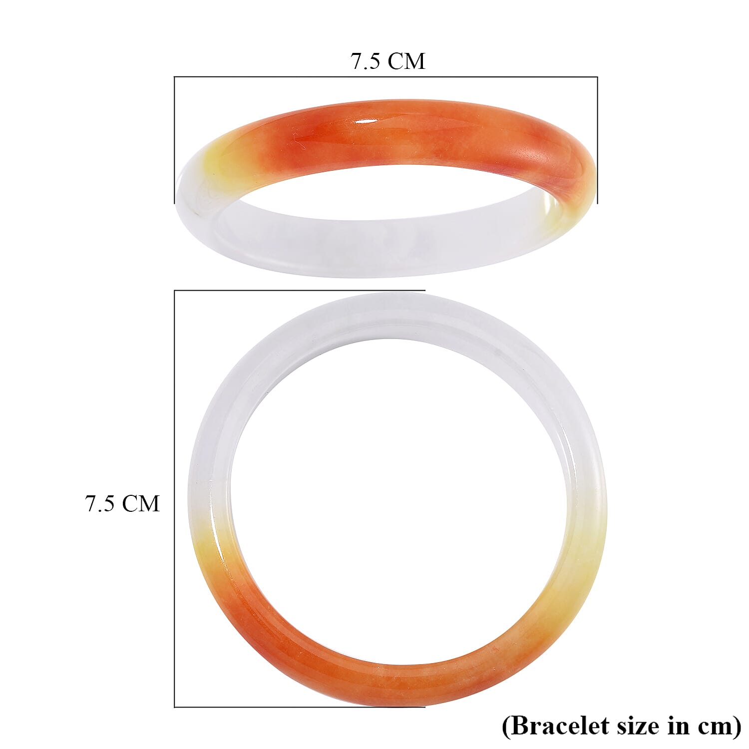 Yellow & White Jade Stone Bangle (Size 7.5) 245.00 Ct. Yellow & White Jade Stone Bangle (Size 7.5) 245.00 Ct.