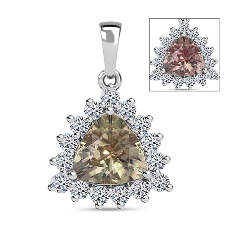 950 Platinum AAA Turkizite and Lab Diamond (SI-G-H) Pendant 1.82 Ct.