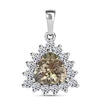 Luxuriant 950 Platinum AAA Turkizite and Lab Grown Diamond (SI-G/H) Solitaire Pendant 1.82 Ct.