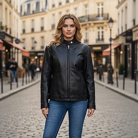 La Marey Signature Genuine Nappa Leather Jacket (Size 16 to 18)- Black
