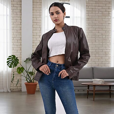 La Marey Signature Genuine Nappa Leather Jacket (Size Large 16 to18) - Chocolate