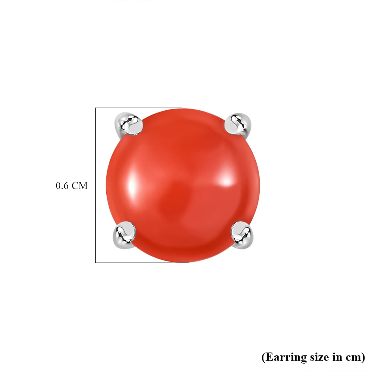 Coral Solitaire Stud Push Post Earring in Platinum Overlay Sterling Silver 1.20 Ct.