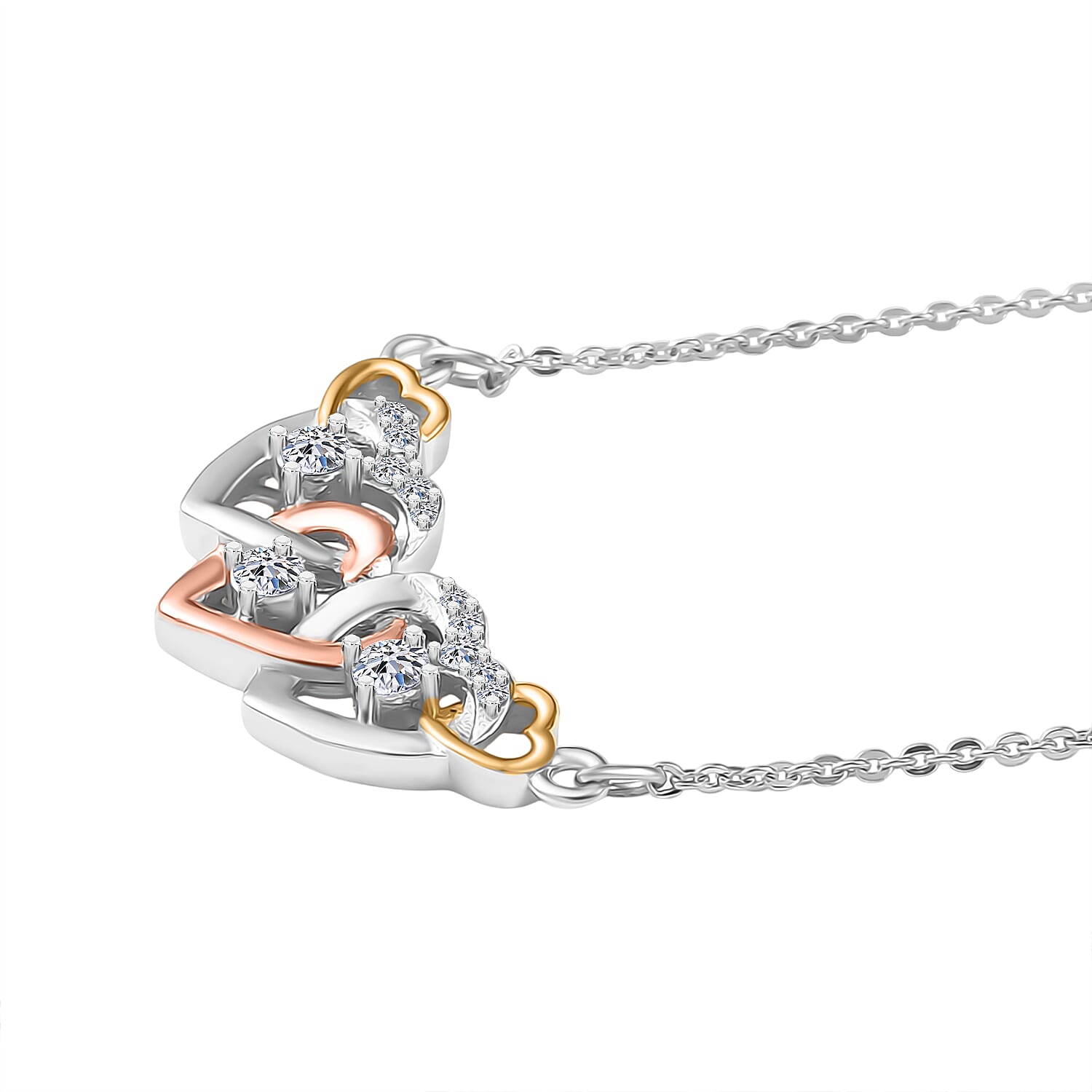 Luxuriant Diamond Lab Grown Diamond Necklace (Size - 20) with Lobster Clasp in 18K Vermeil Yellow & Rose Gold Plated & Rhodium Overlay Sterling Silver 0.25 Cts
