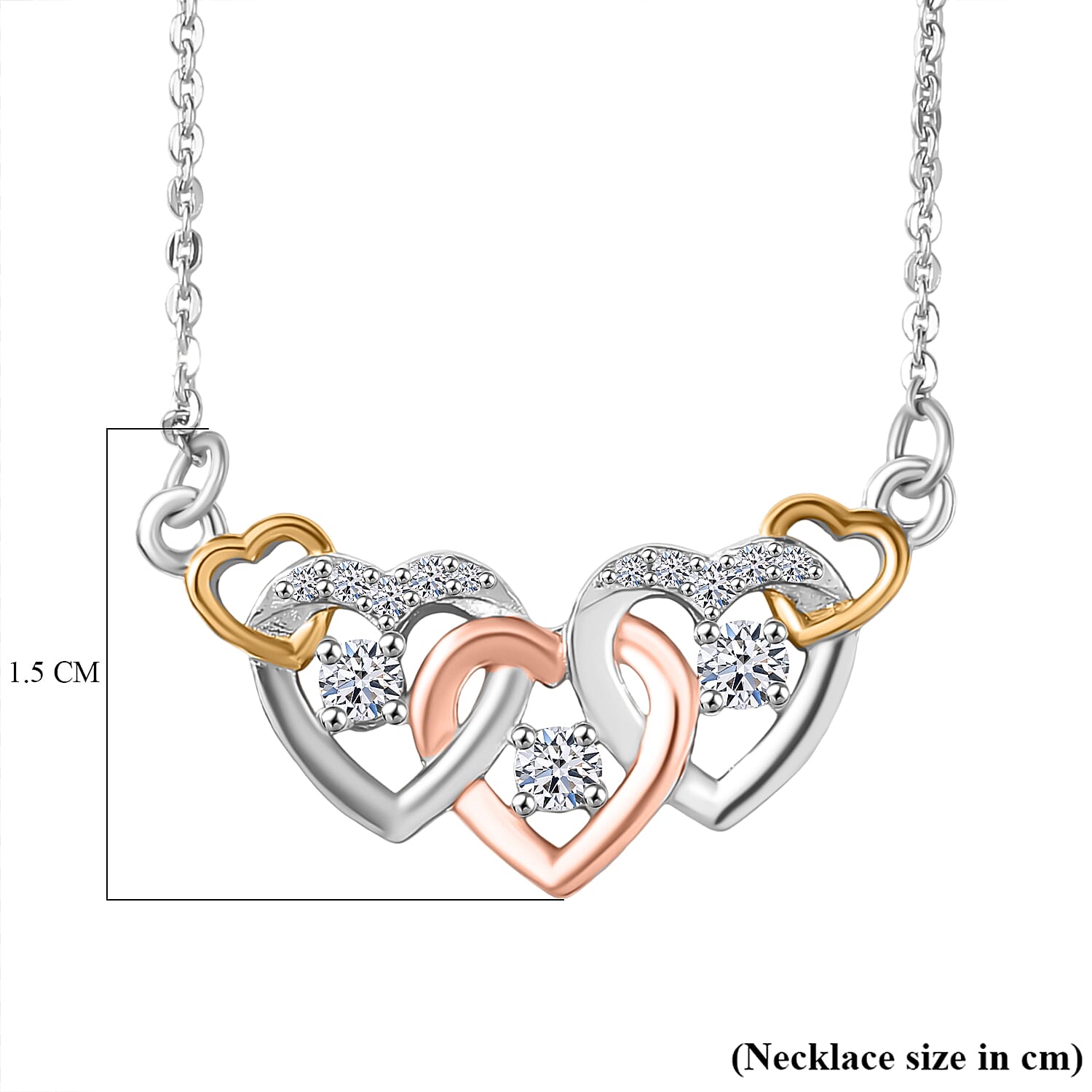 Luxuriant Diamond Lab Grown Diamond Necklace (Size - 20) with Lobster Clasp in 18K Vermeil Yellow & Rose Gold Plated & Rhodium Overlay Sterling Silver 0.25 Cts