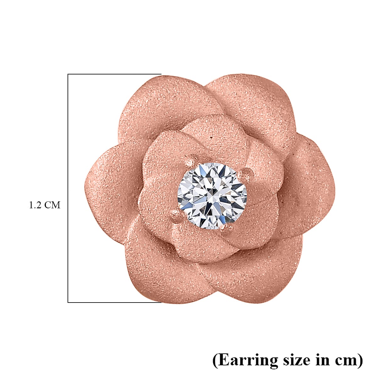 Luxuriant Diamond Lab Grown Diamond (SI-G-H) Floral Stud Push Back Earrings in 18K Vermeil Rose Gold Plated Sterling Silver