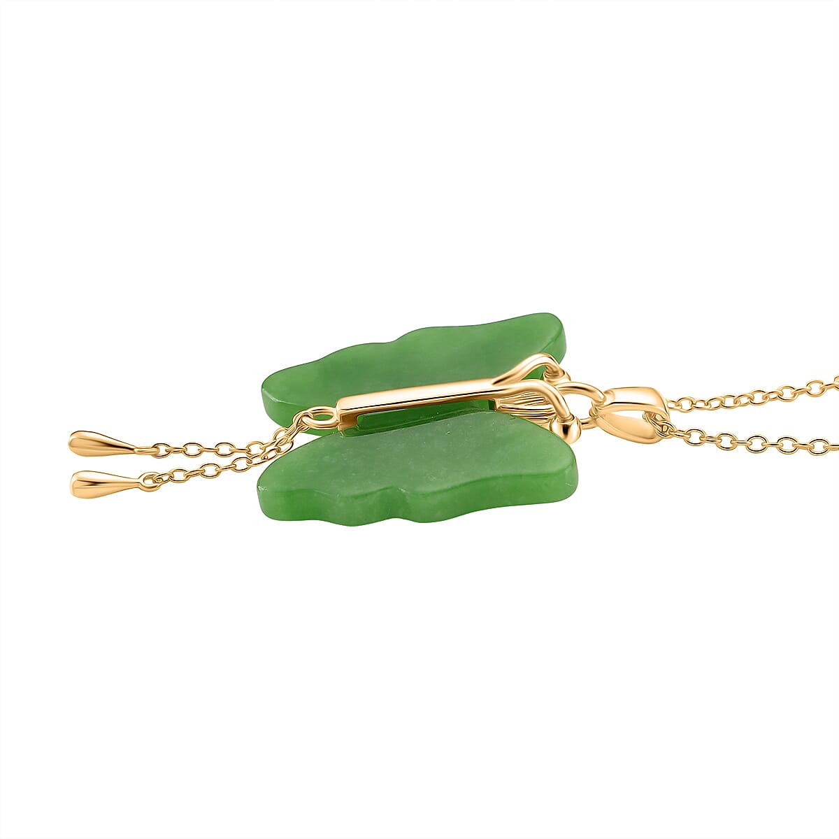 Enhanced Green Jade Pendant with Chain (Size - 20) in Yellow Gold Plating Sterling Silver 20.00 Ct.