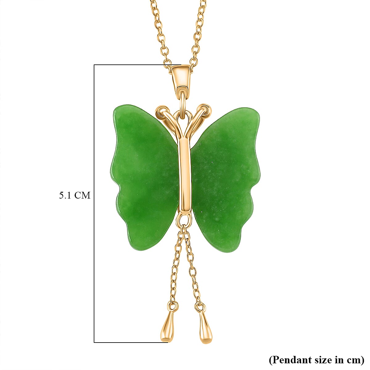 Enhanced Green Jade Pendant with Chain (Size - 20) in Yellow Gold Plating Sterling Silver 20.00 Ct.