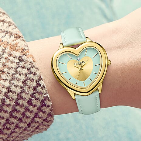 Gamages Of London Limited Edition Heartbeat Natural Diamond Swiss Movt. 3ATM Water Resistance Watch With Genuine Leather Strap - Mint (With 5 Year Warranty)