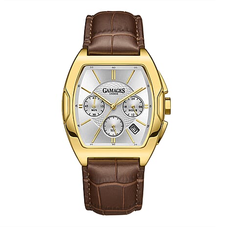 Gamages Of London Limited Edition Fortis Mecha Quartz Movt. 3ATM Water Resistance Watch With Genuine Leather Strap - Brown (With 5 Year Warranty)