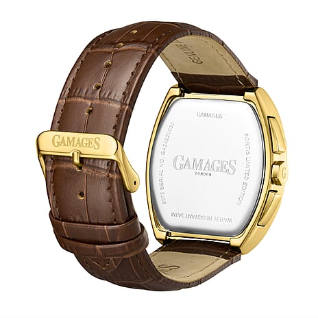 Gamages Of London Limited Edition Fortis Mecha Quartz Movt. 3ATM Water Resistance Watch With Genuine Leather Strap - Brown (With 5 Year Warranty)