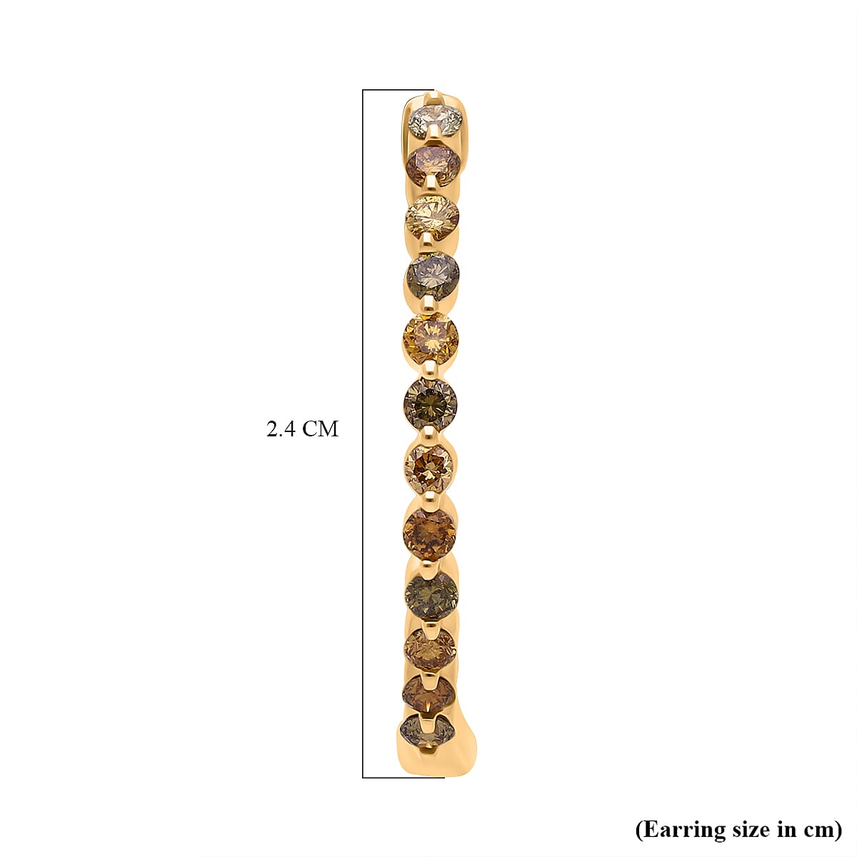 Biggest Close Out Deal - 9K Yellow Gold Natural SGL Certified (SI-I1) Multi Colour Diamond (Green ,Brown, Yellow ) Hoop Earring 1.01 Ct.
