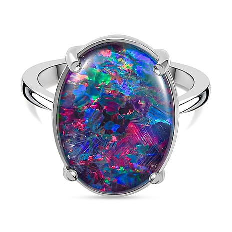 Rhapsody 950 Platinum AAAA Australian Boulder Opal (18X13mm) Solitaire Ring, Platinum Wt.7.30 Gms.
