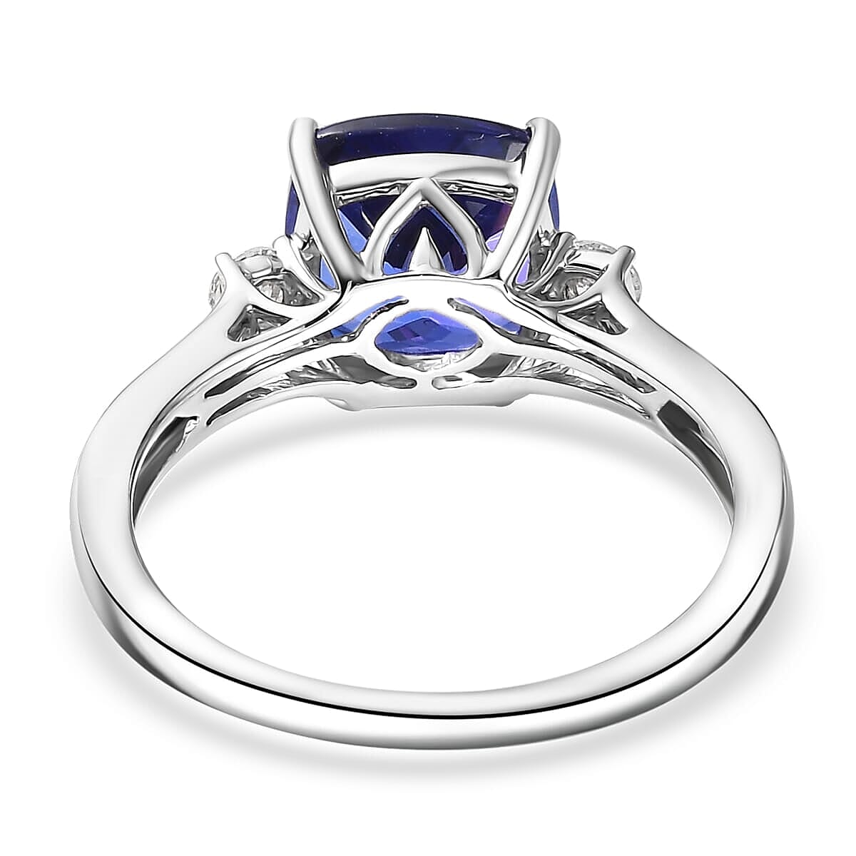 Rhapsody 950 Platinum AAAA Tanzanite White Diamond VS-EF Main Stone With Side Stone Ring, Platinum Wt.5.28 Gms  3.891  Ct.