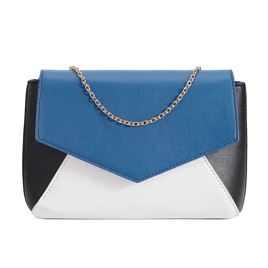 Designer Geometric Colour Block Crossbody Bag - Blue