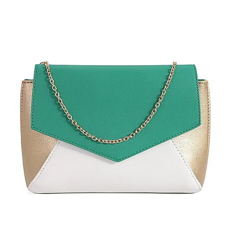 Designer Geometric Colour Block Crossbody Bag - Green