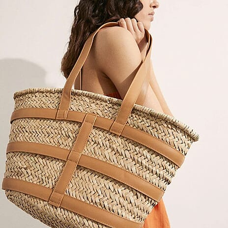 Straw Tote Bag - Tan