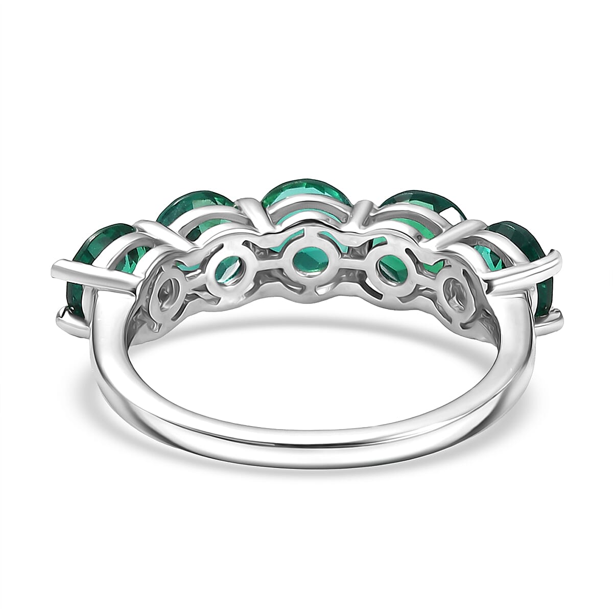 Lab Grown Emerald Ring in Platinum Overlay Sterling Silver 2.25 Ct.