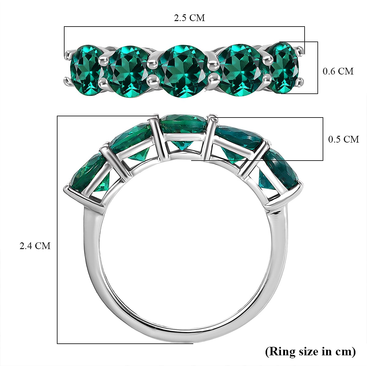 Lab Grown Emerald Ring in Platinum Overlay Sterling Silver 2.25 Ct.