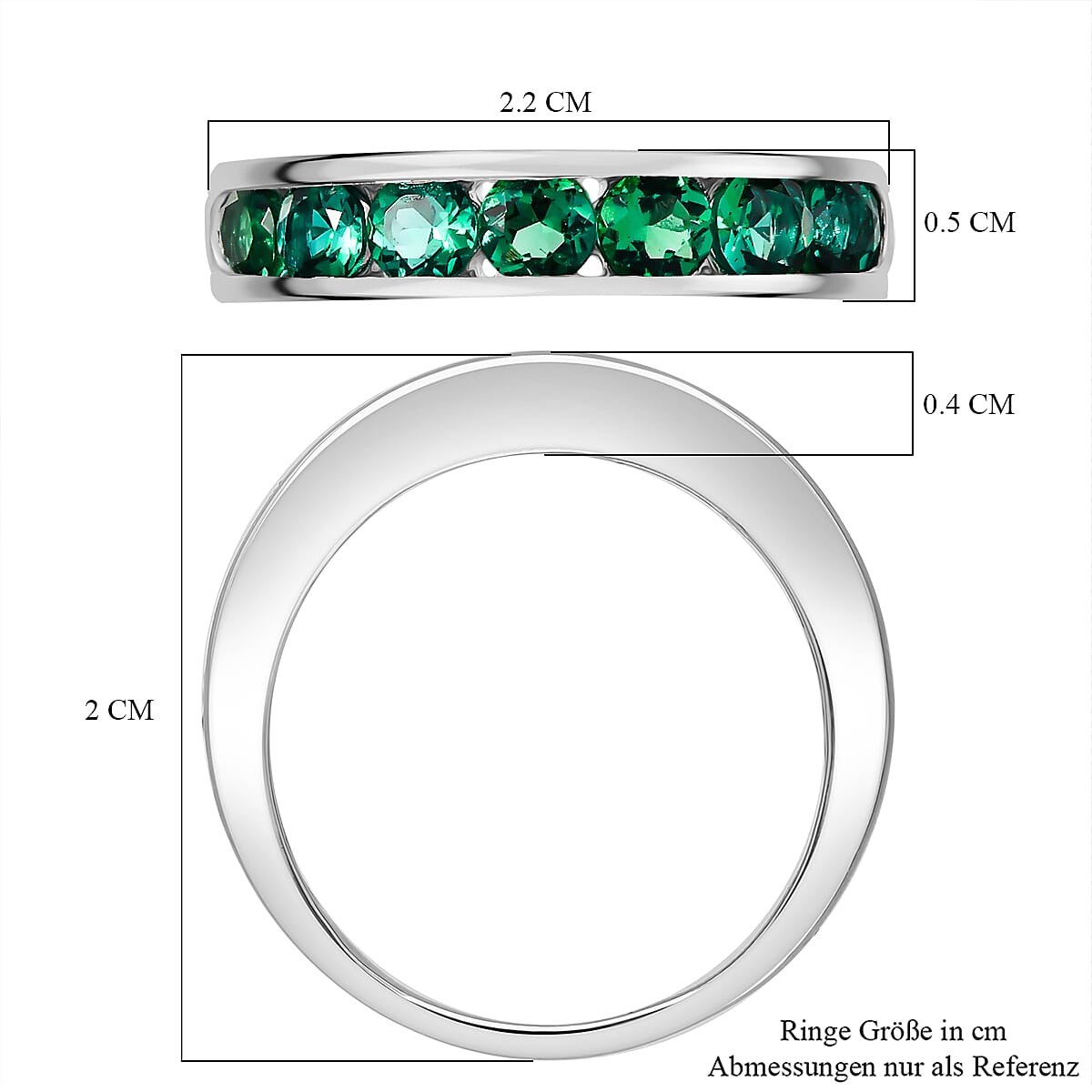 Lab Grown Emerald Channel Set Ring in Platinum Overlay Sterling Silver 1.14 Ct.