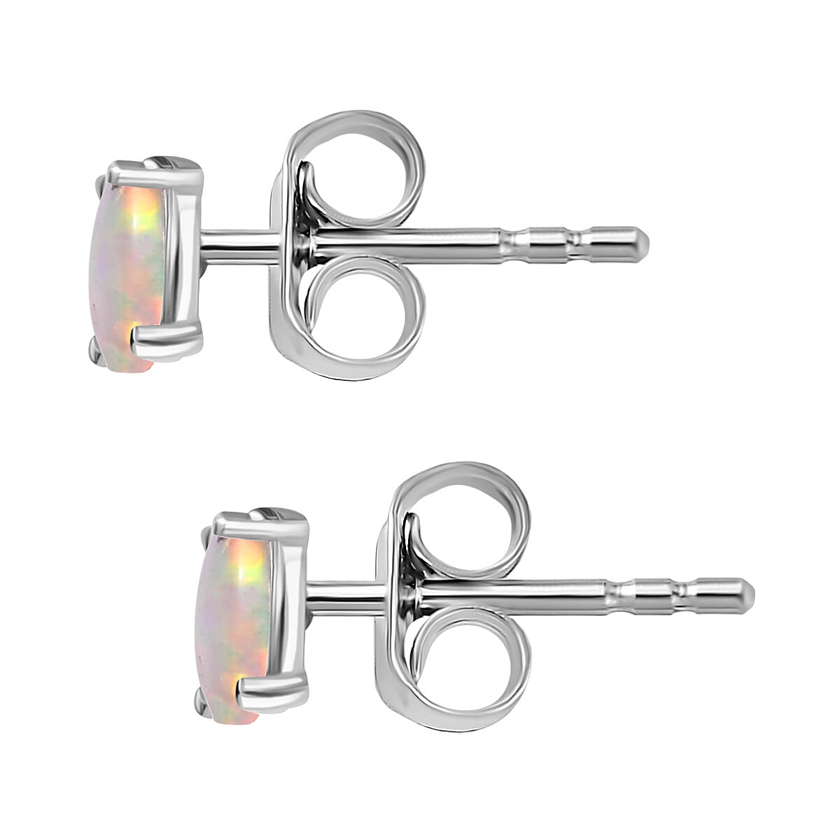 Synthetic Milky Opal Earring with Push Back in Sterling Silver