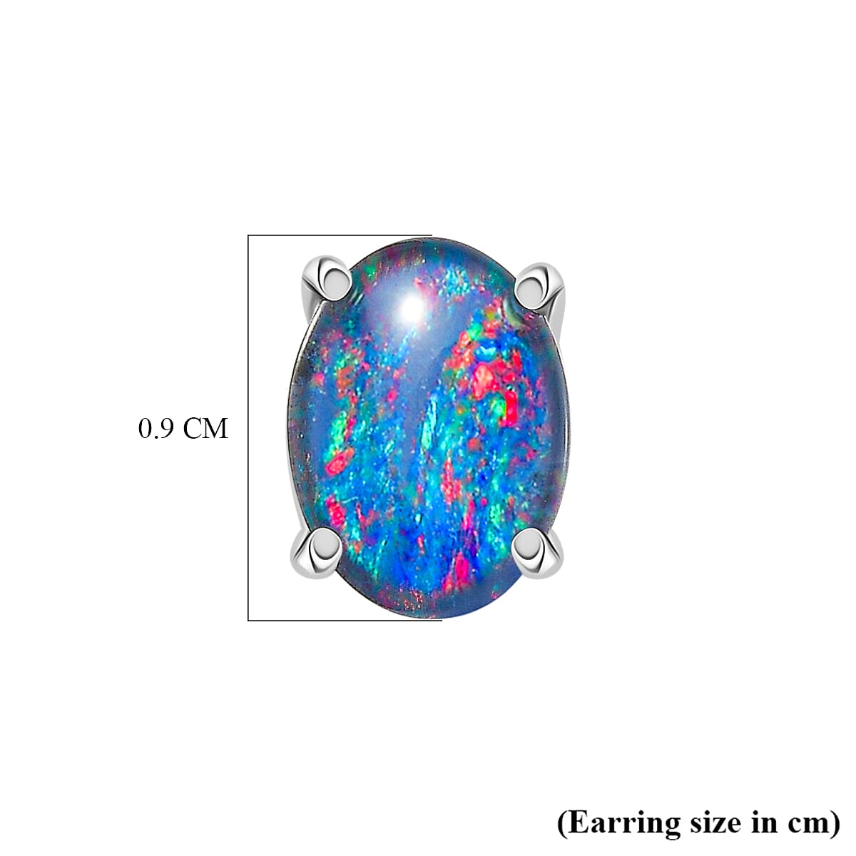 Australian Boulder Opal Sterling Silver Solitaire Earring with Push Back 1.78 Ct.