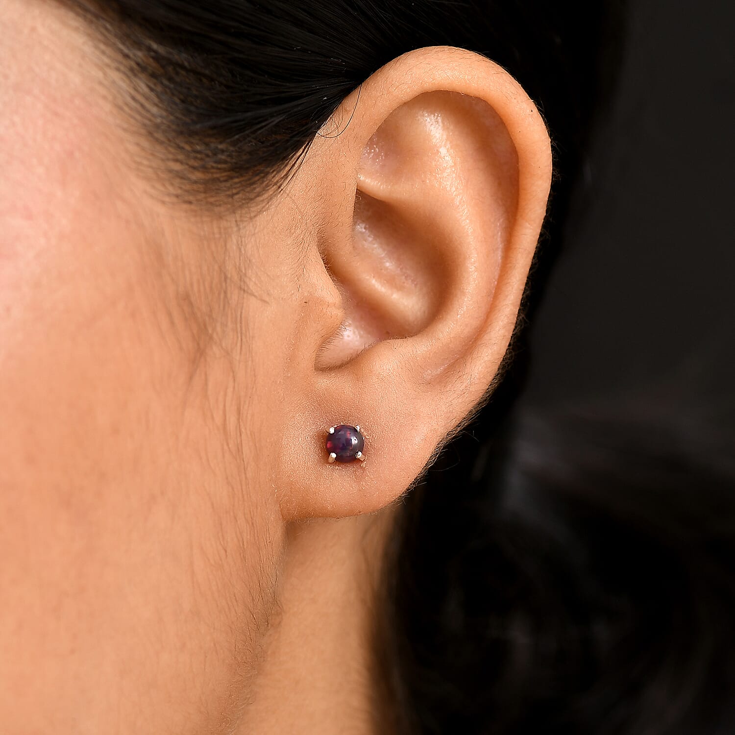 Sable Dyed Ethiopian Opal Earring with Push Back in Sterling Silver