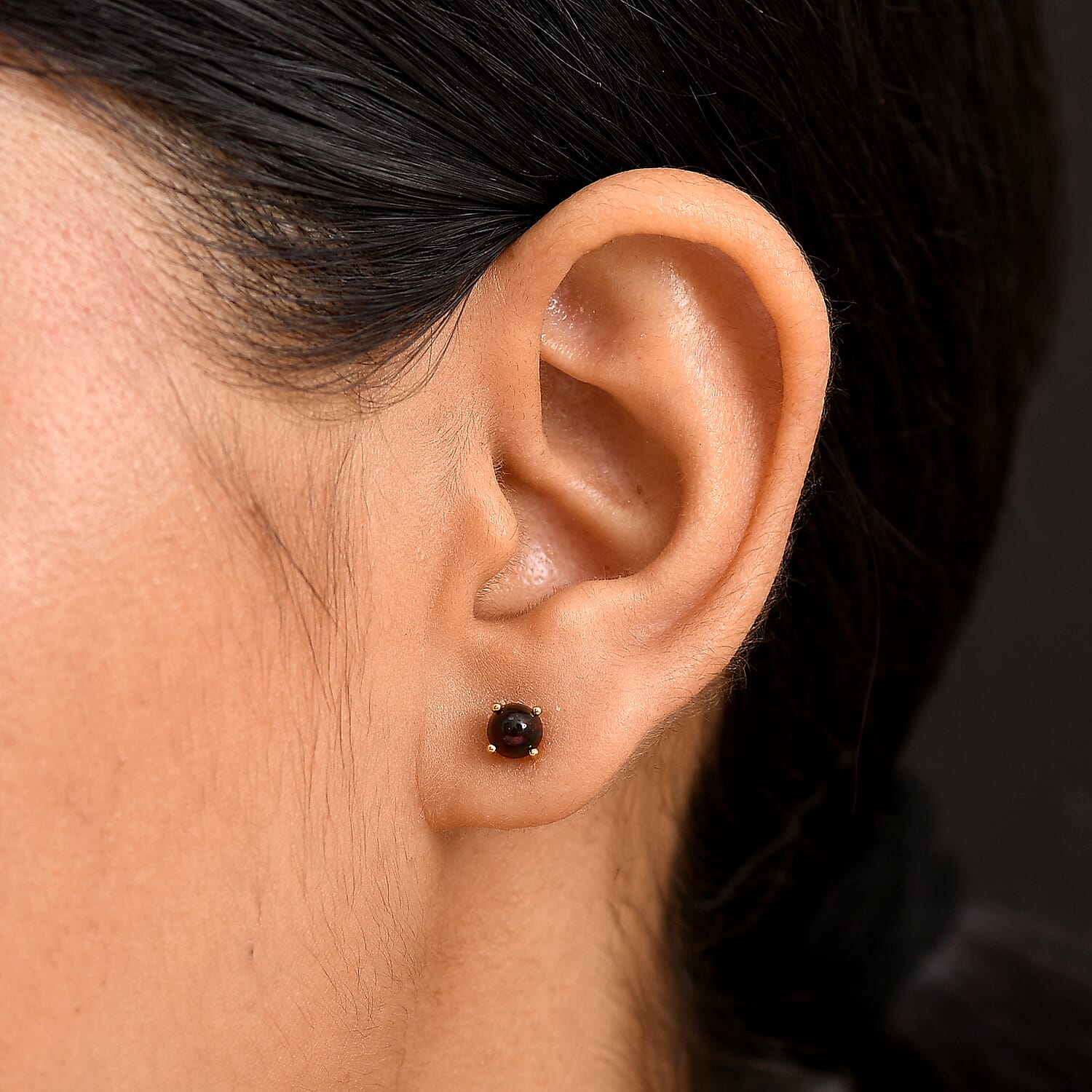 Sable Dyed Ethiopian Opal Earring with Push Back in 18K Vermeil Yellow Gold Plated Sterling Silver