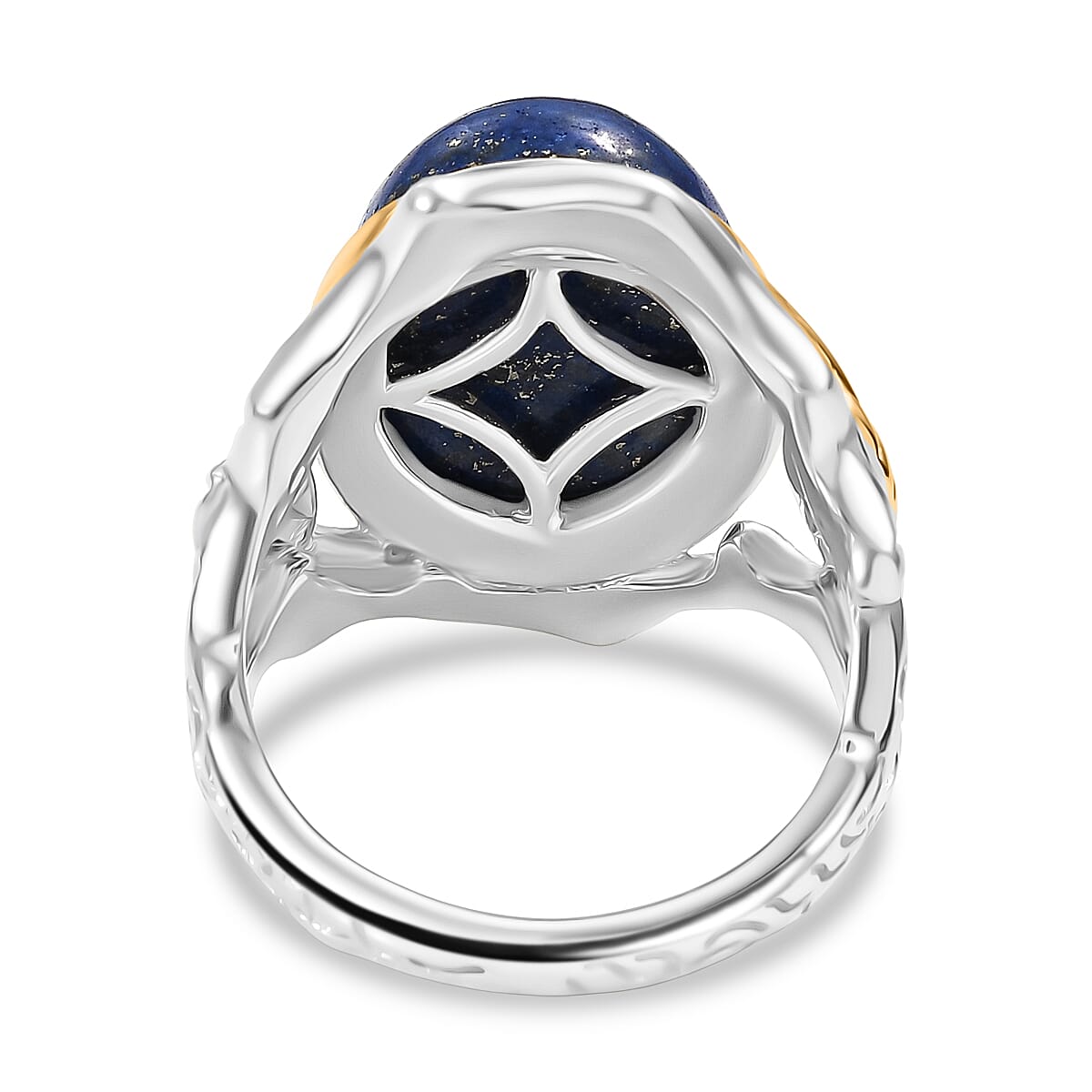 Designer Inspired Lapis Lazuli Two Tone Organic Leaf Ring 9.49 Ct.