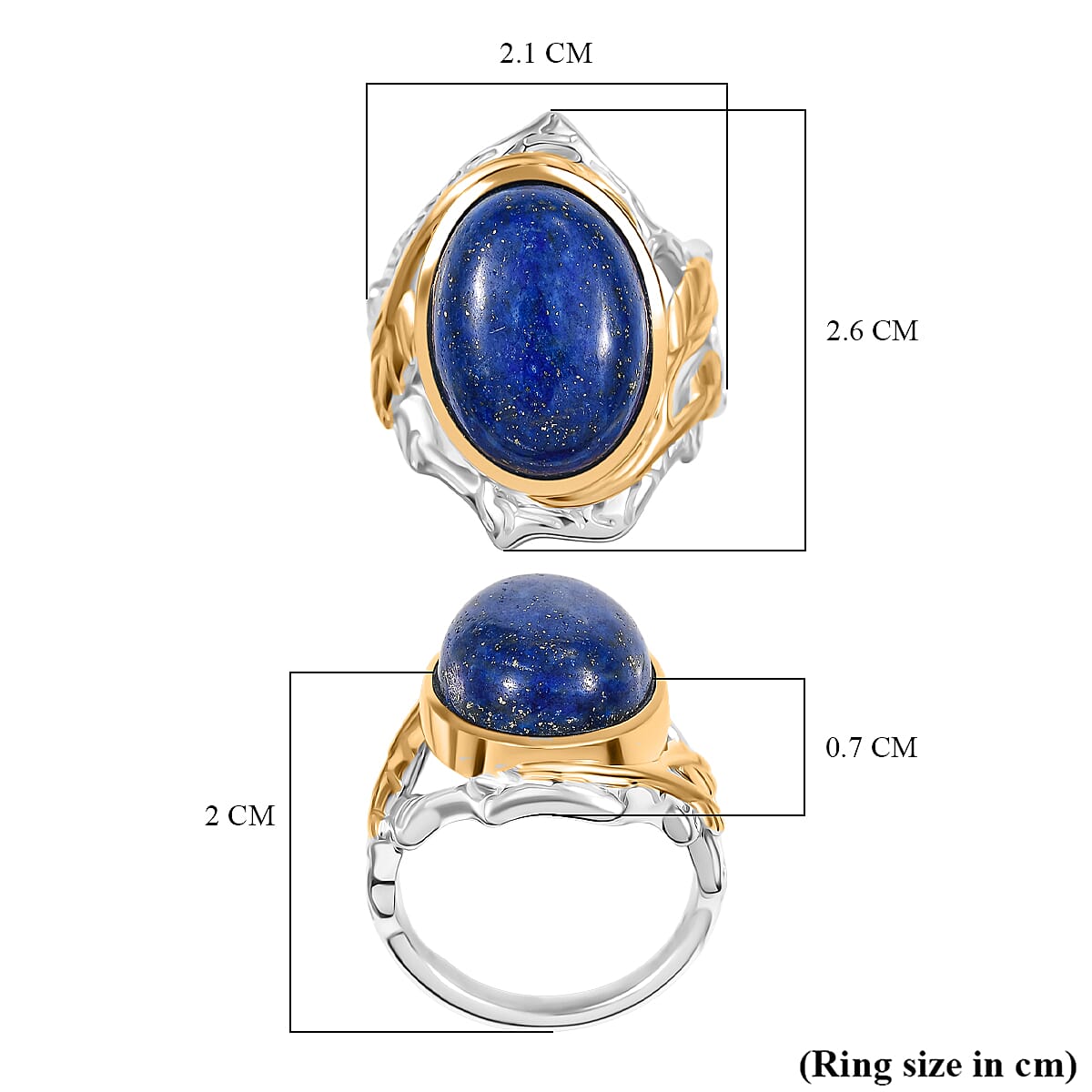 Designer Inspired Lapis Lazuli Two Tone Organic Leaf Ring 9.49 Ct.