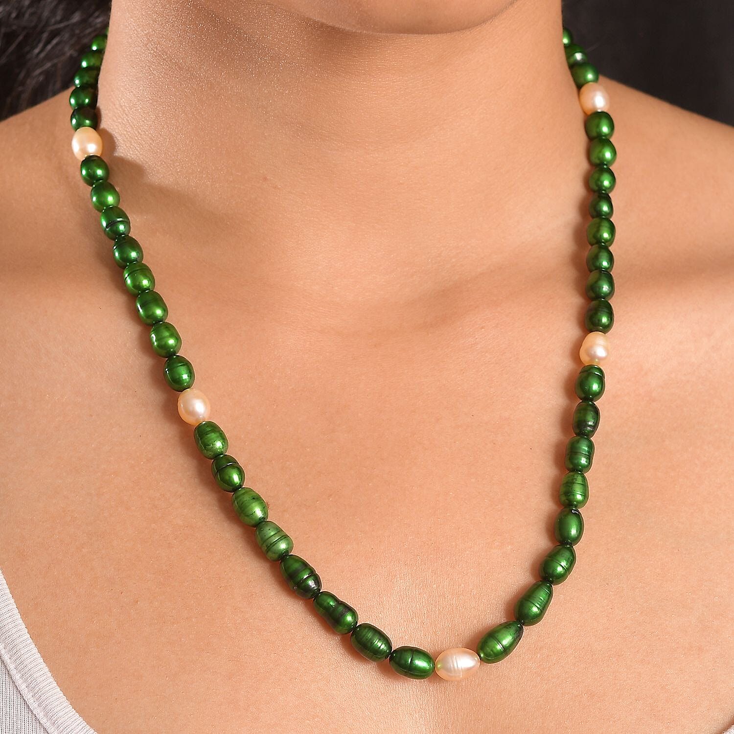 Pearl Necklace with Lobster Clasp & Magnectic Lock in Sterling Silver