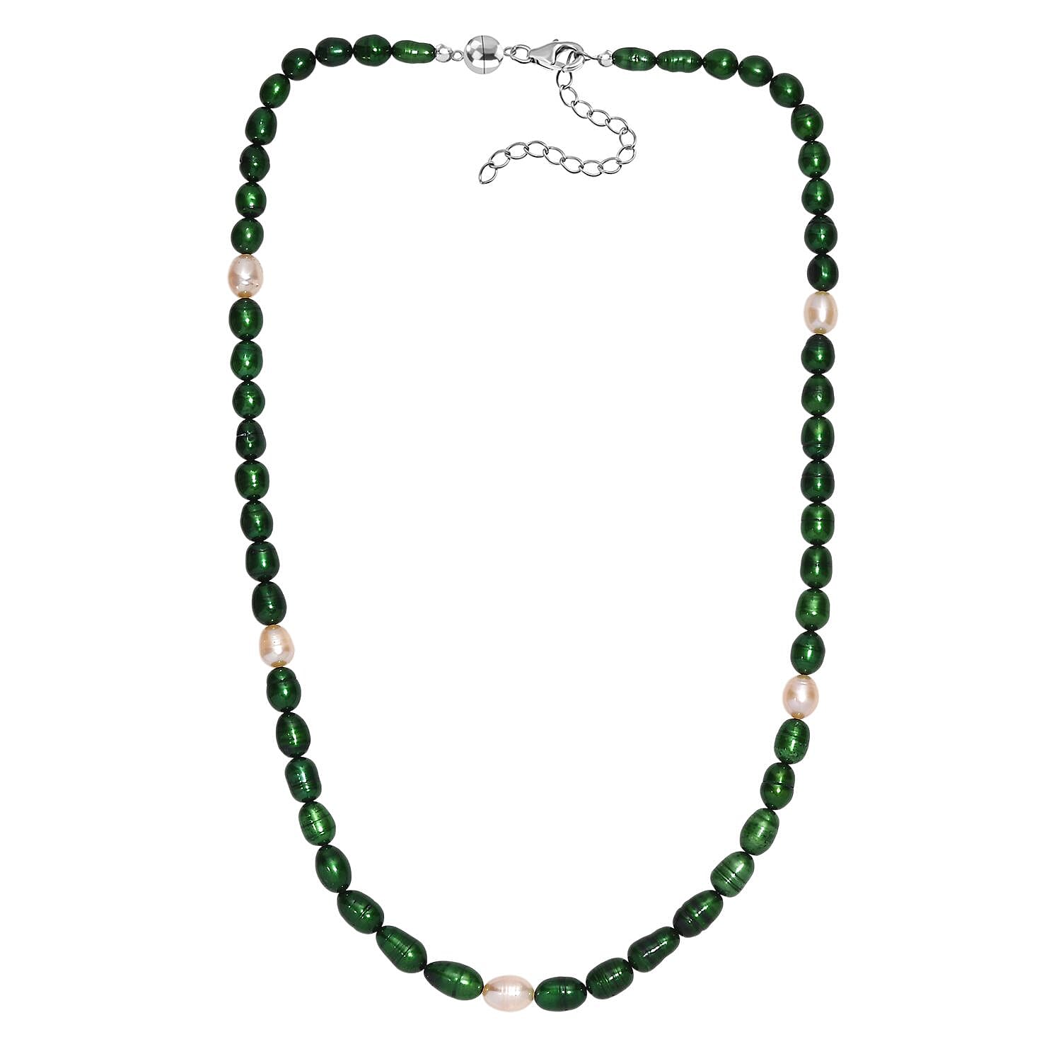 Pearl Necklace with Lobster Clasp & Magnectic Lock in Sterling Silver