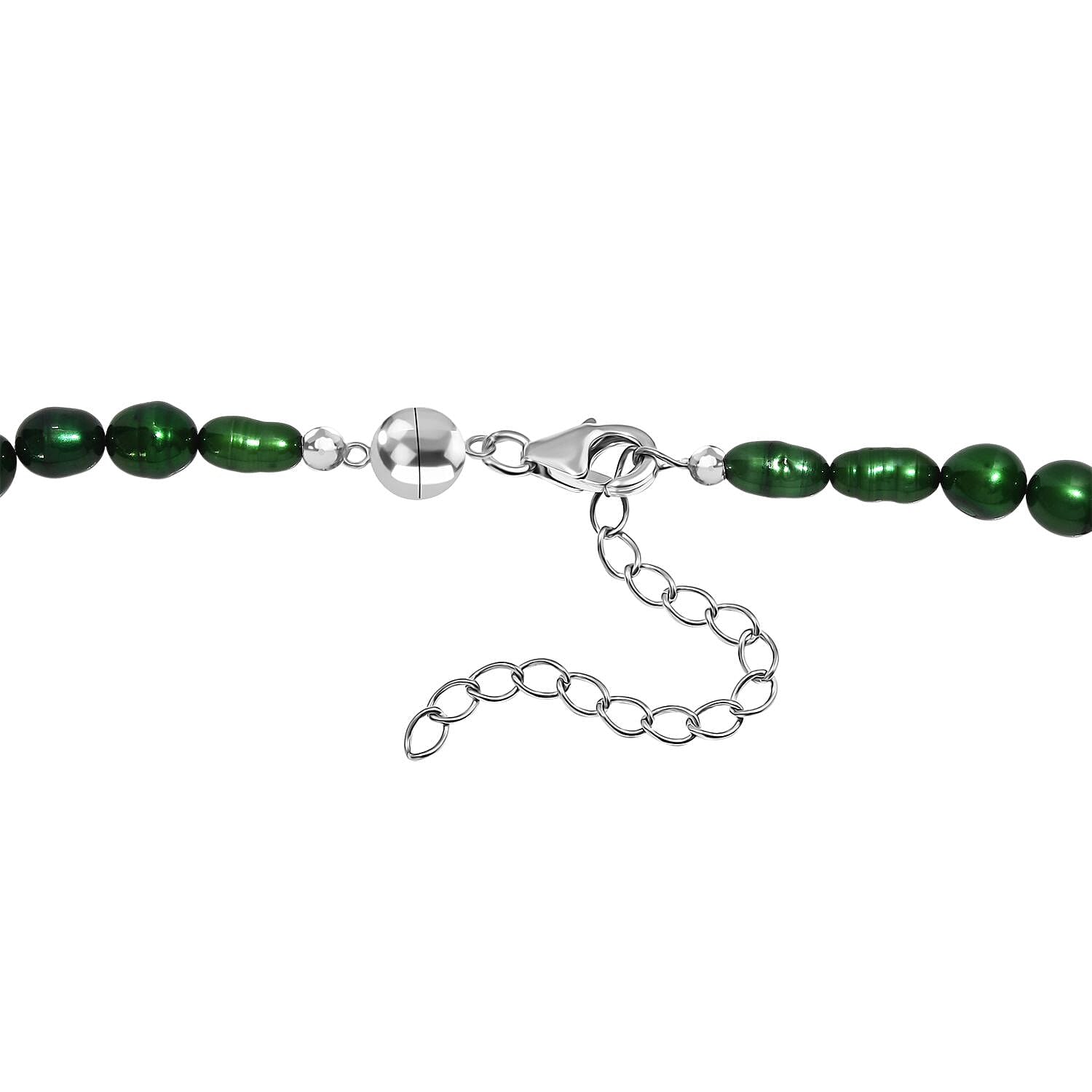 Pearl Necklace with Lobster Clasp & Magnectic Lock in Sterling Silver