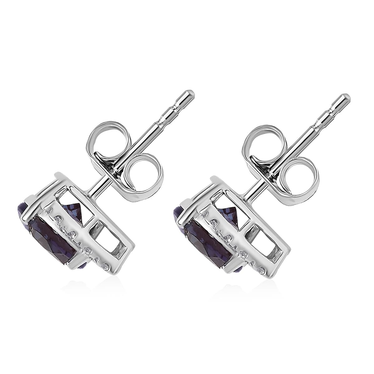 Luxuriant Diamond 10K White Gold AAA Lab Grown Alexandrite, Lab Grown Diamond GH, SI Solitaire Stud Push Post Earring, Gold Wt.1.9 Gms  3.434  Ct.