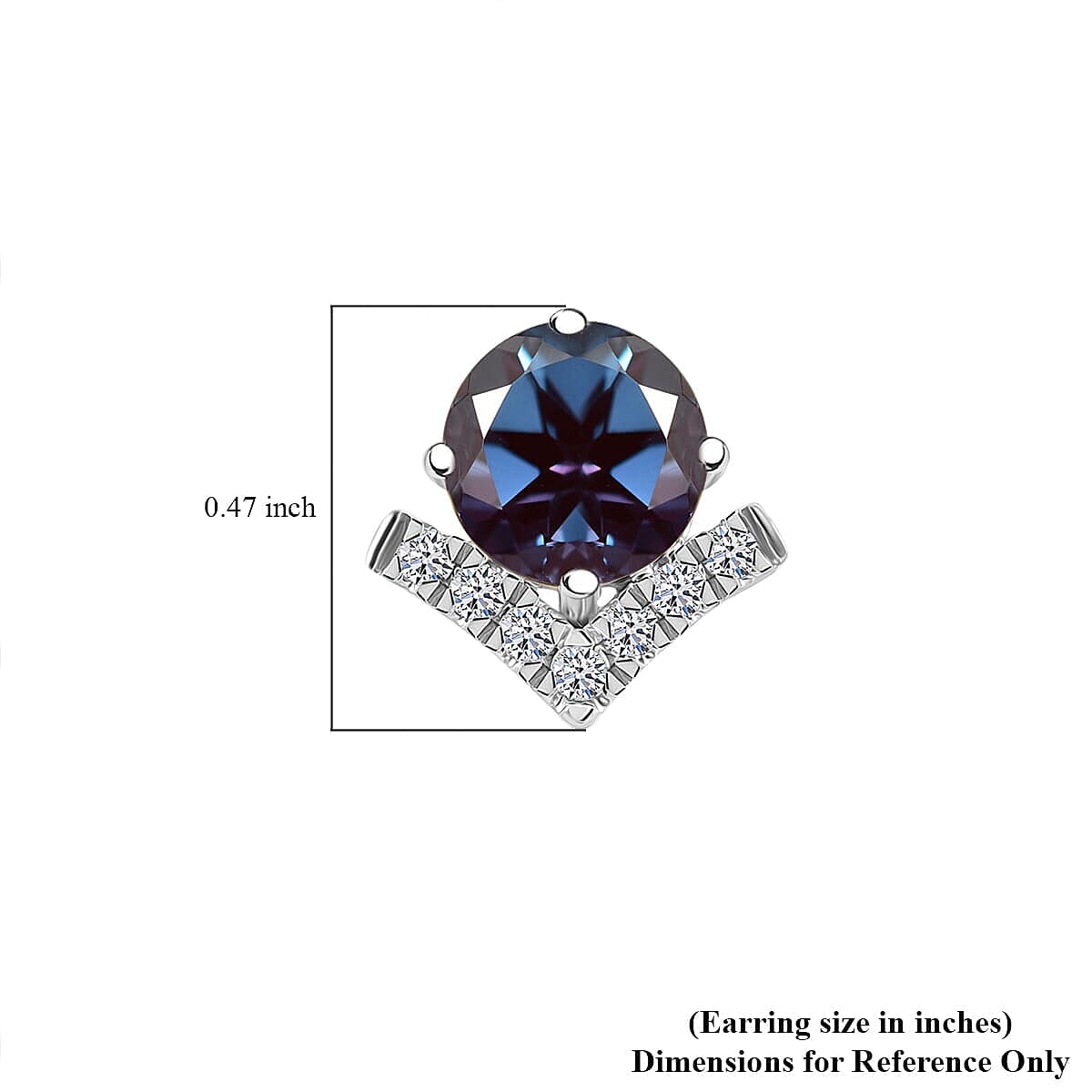 Luxuriant Diamond 10K White Gold AAA Lab Grown Alexandrite, Lab Grown Diamond GH, SI Solitaire Stud Push Post Earring, Gold Wt.1.9 Gms  3.434  Ct.