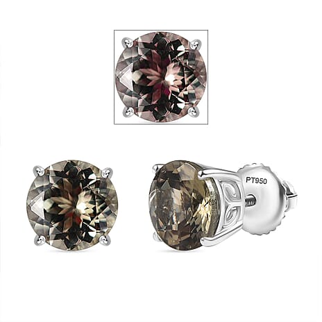 RHAPSODY - 950 Platinum AAAA Turkizite Stud Earrings with Screw Back 6.00 Ct.