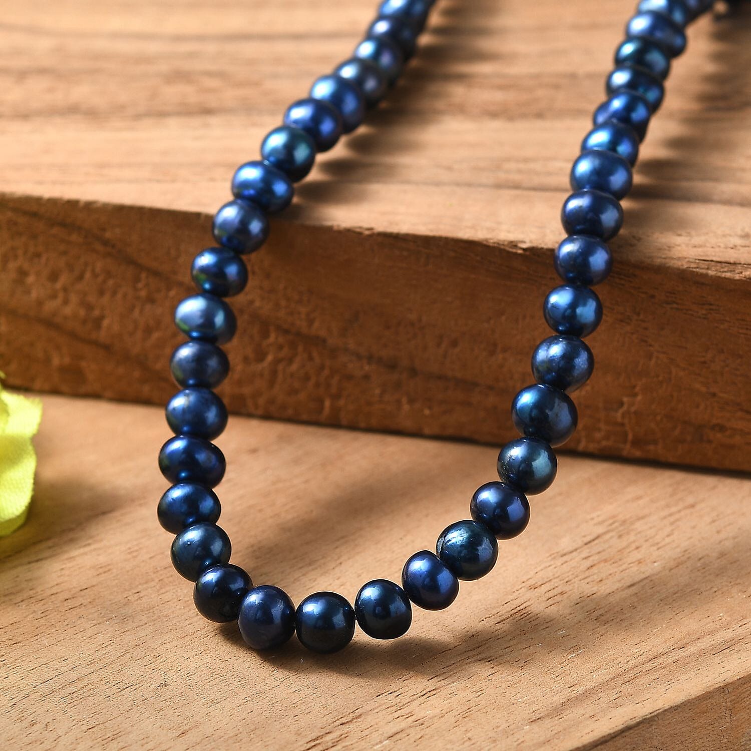Navy Blue Dyed Pearl Stone Necklace (Size - 28) 260.00 Ct.