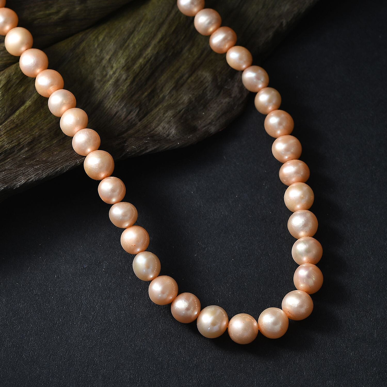 Golden Dyed Pearl Stone Necklace (Size - 28) 200.00 Ct.