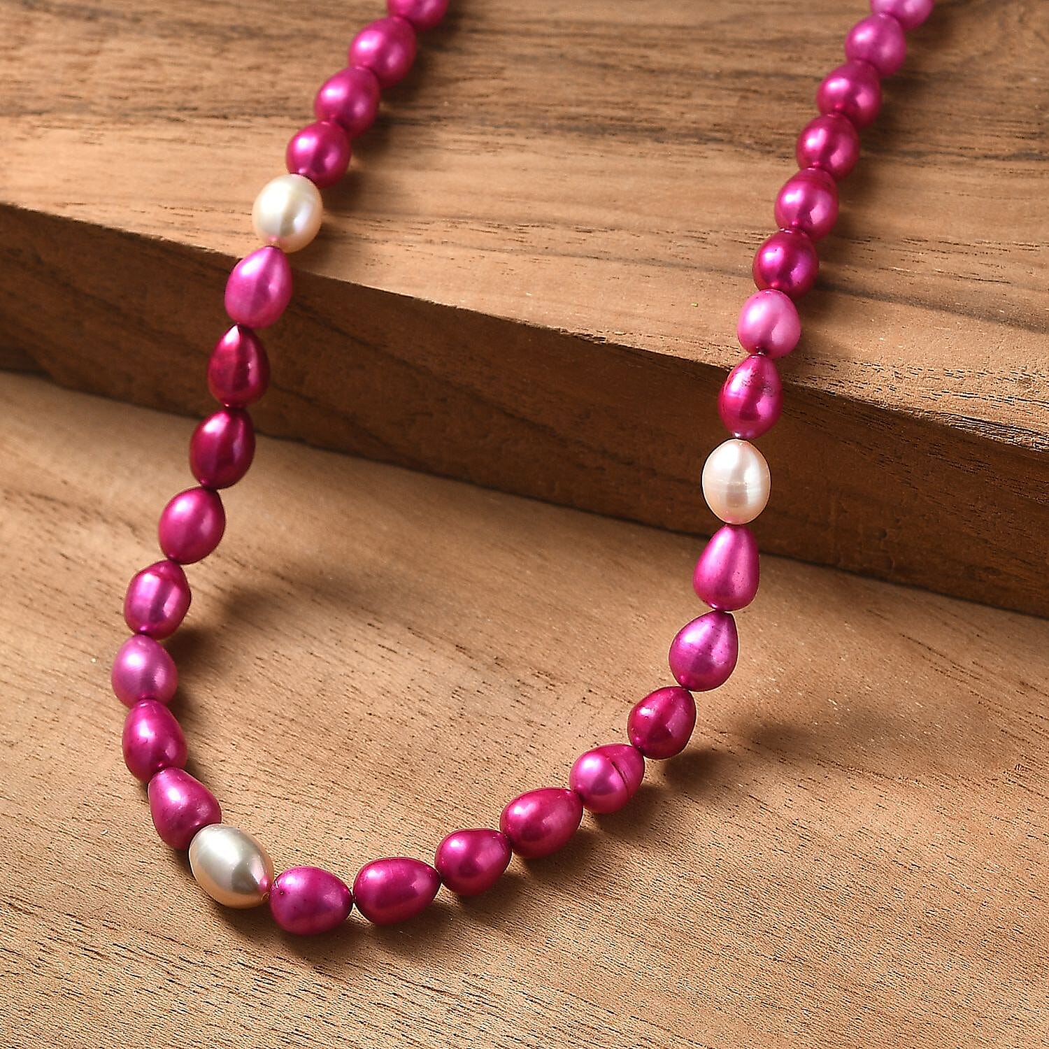 Dyed Pink Fresh Water Pearl & Fresh Water Pearl Necklace (Size - 20 -2 Ext) with Magnetic Lock & Lobster Clasp in Sterling Silver 135.00 Ct.