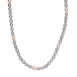 Grey Dyed Pearl & Fresh Water Pearl Necklace (Size - 20 - 2 Ext) with Lobster Clasp & Magnectic Lock in Sterling Silver 135.00 Ct.