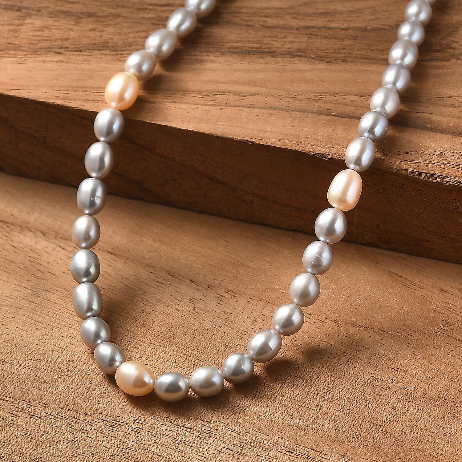 Grey Dyed Pearl & Fresh Water Pearl Necklace (Size - 20 - 2 Ext) with Lobster Clasp & Magnectic Lock in Sterling Silver 135.00 Ct.