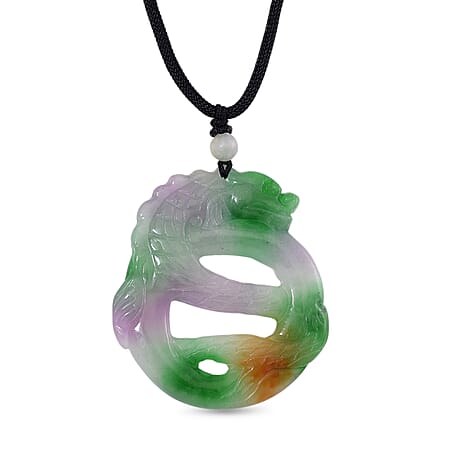 Enhanced Multi Color Dragon Jade Adjustable Dragon Necklace (Size 28) 100.00 Ct.