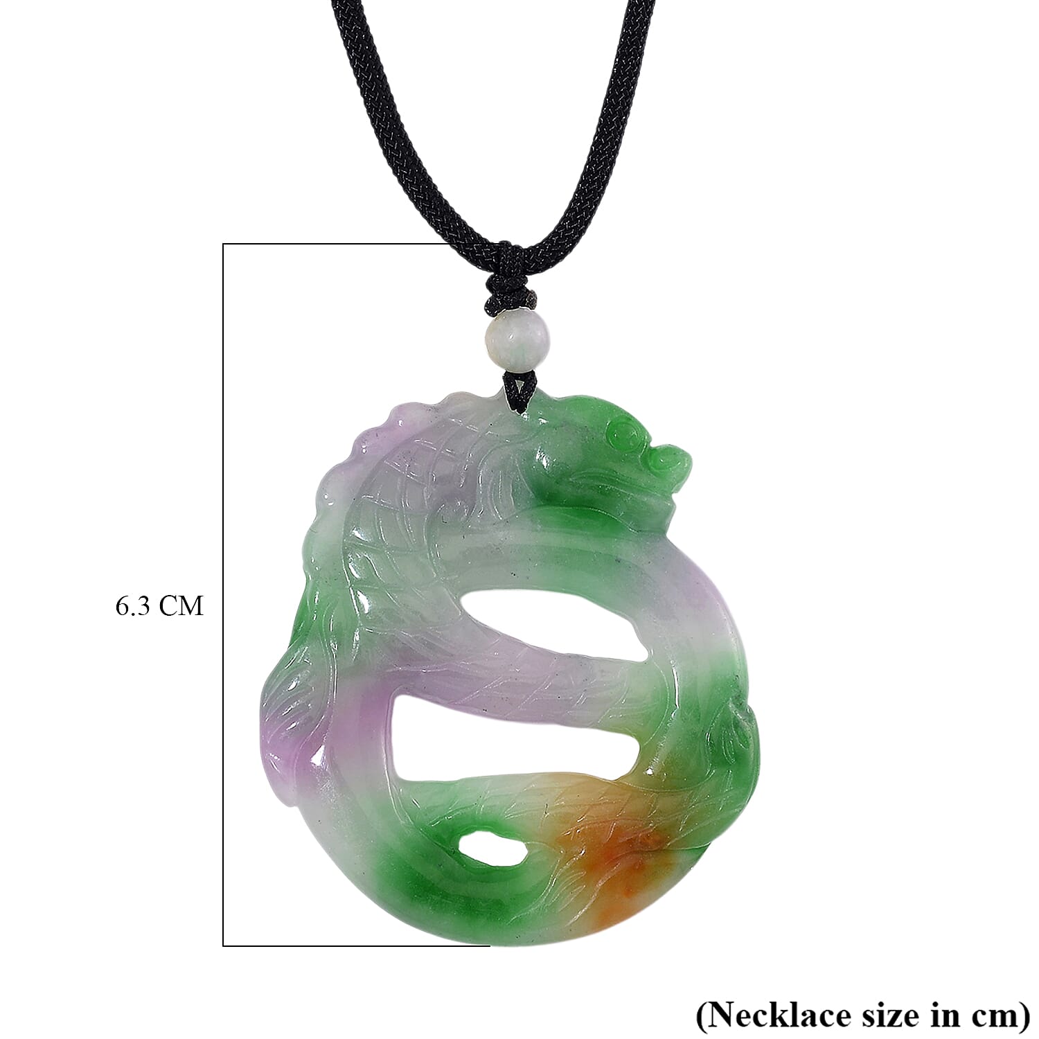 Enhanced Multi Color Dragon Jade Adjustable Dragon Necklace (Size 28) 100.00 Ct. Enhanced Multi Color Dragon Jade Adjustable Dragon Necklace (Size 28) 100.00 Ct.