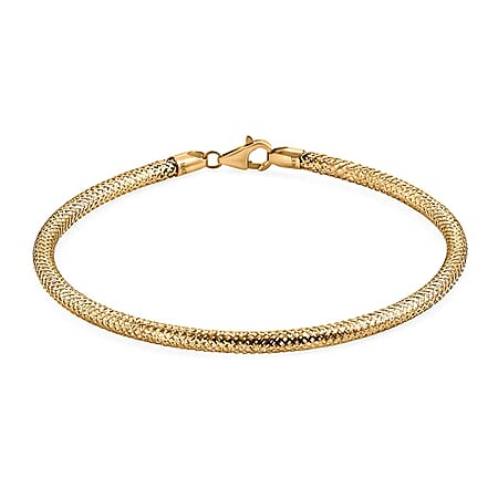Royal Bali Collection 9K Yellow Gold Snake Textured Bracelet (Size - 8) with Lobster Clasp