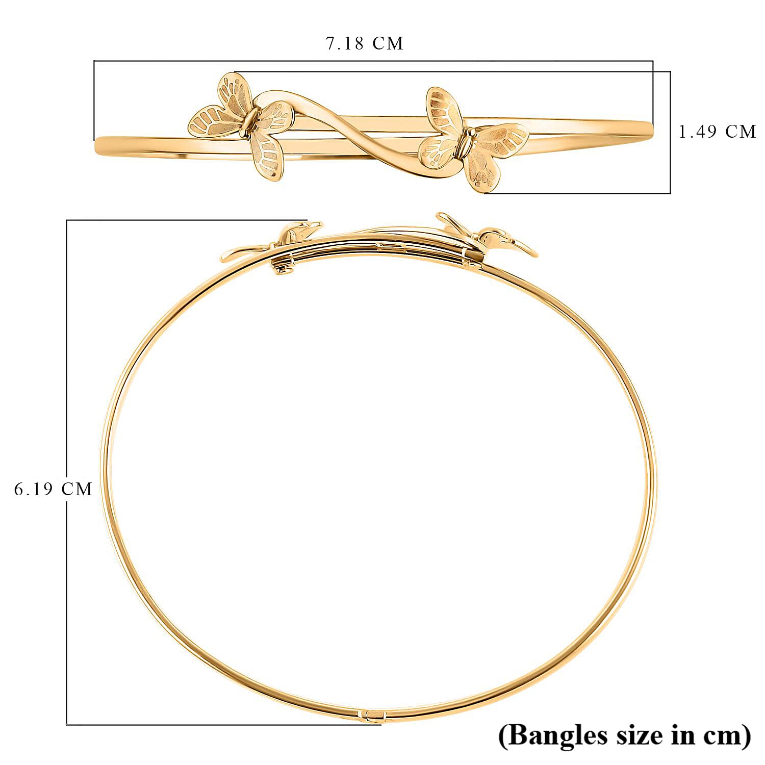 Royal Bali Collection 9K Yellow Gold Butterfly Bangle (Size 7.5). Gold Wt 4.00 Gms Royal Bali Collection 9K Yellow Gold Butterfly Bangle (Size 7.5). Gold Wt 4.00 Gms