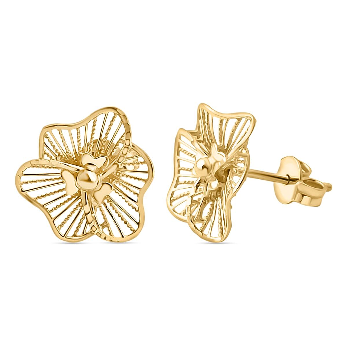 Gold Treasure of Siam - 9K Yellow Gold Stud Push Back Earring 1.55 gram