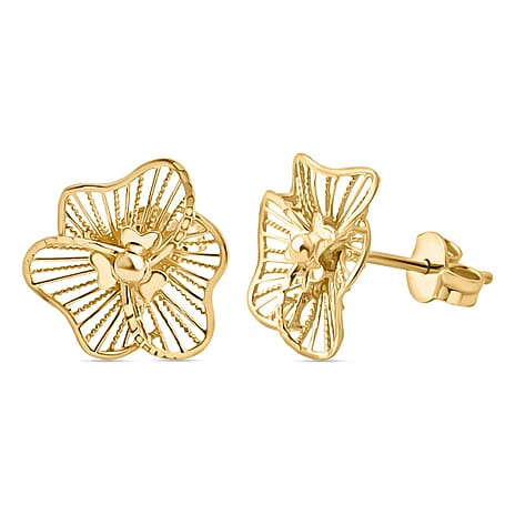 Gold Treasure of Siam - 9K Yellow Gold Stud Push Back Earring 1.55 gram