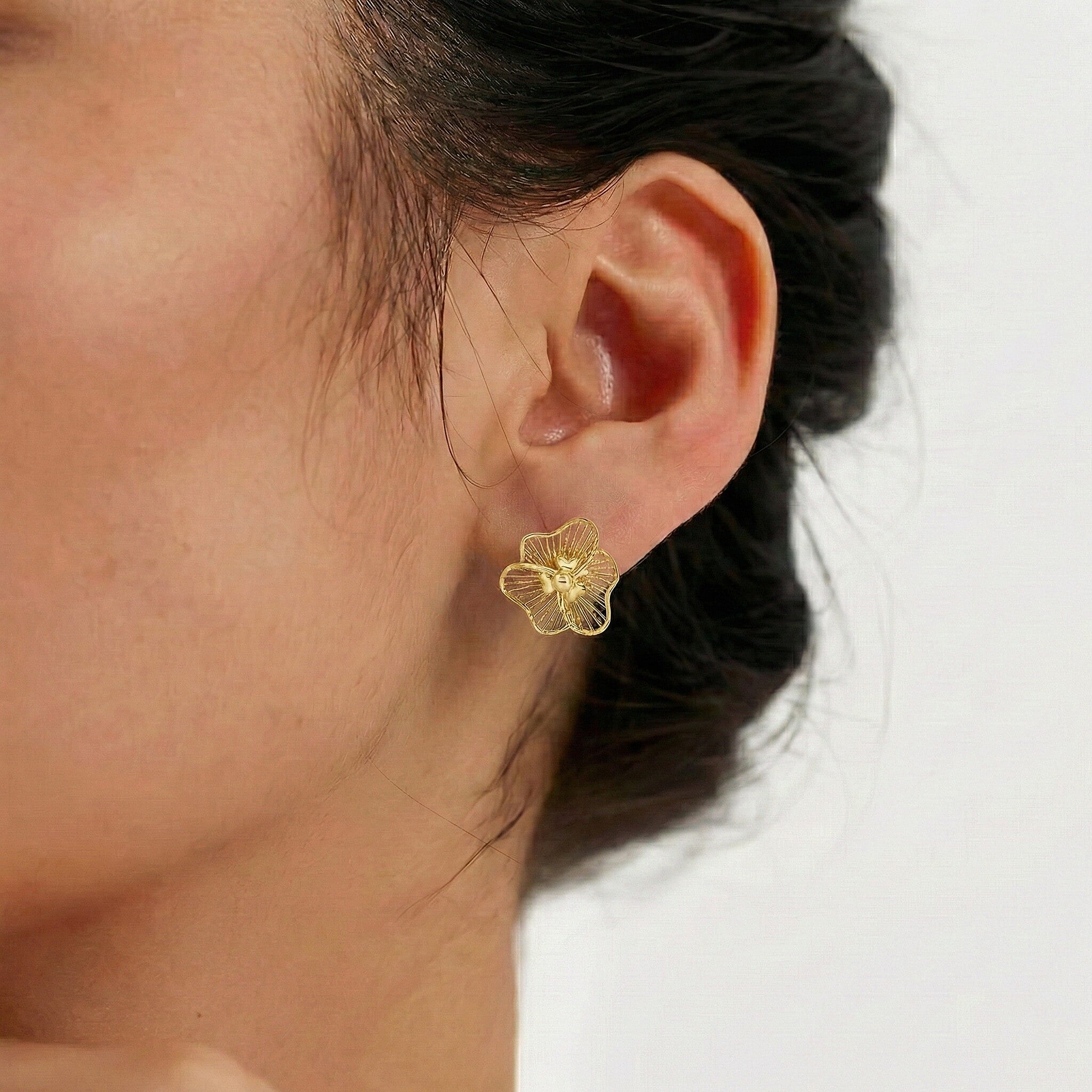 Gold Treasure of Siam - 9K Yellow Gold Stud Push Back Earring, Gold Wt. 1.55 Gms