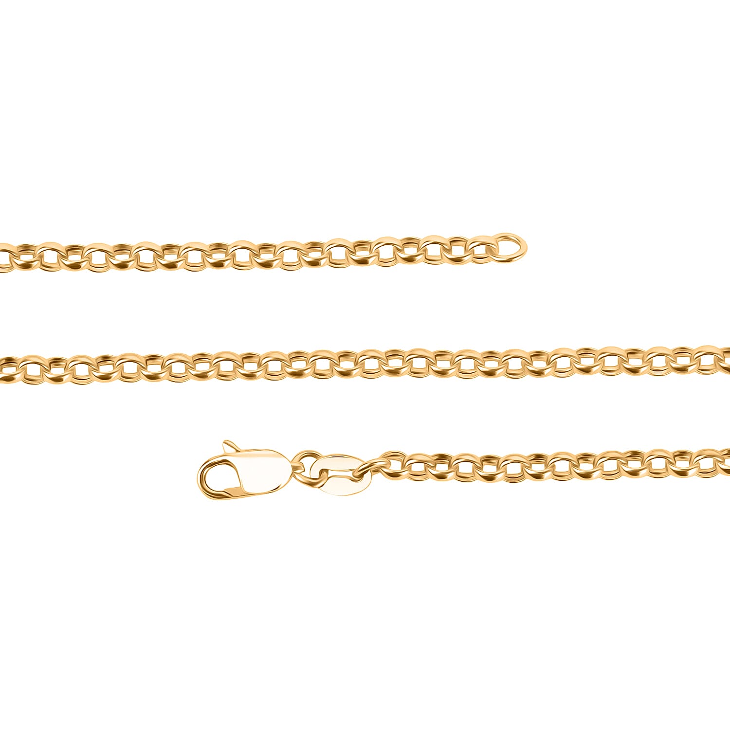 One Time Deal - 9K Yellow Gold Round Belcher Necklace (Size - 18) with Lobster Clasp